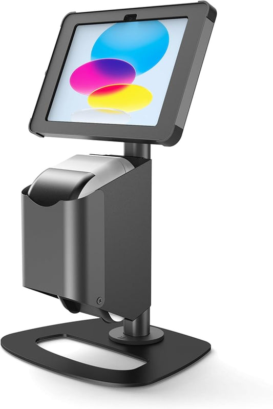 SPROCKET X Print Mini Desktop Tablet Stand with Brother QL Label Printer Integration - Professional iPad Stand for Desk That Reimagines Visitor Management and Check-in - Compatible with iPad 11”
