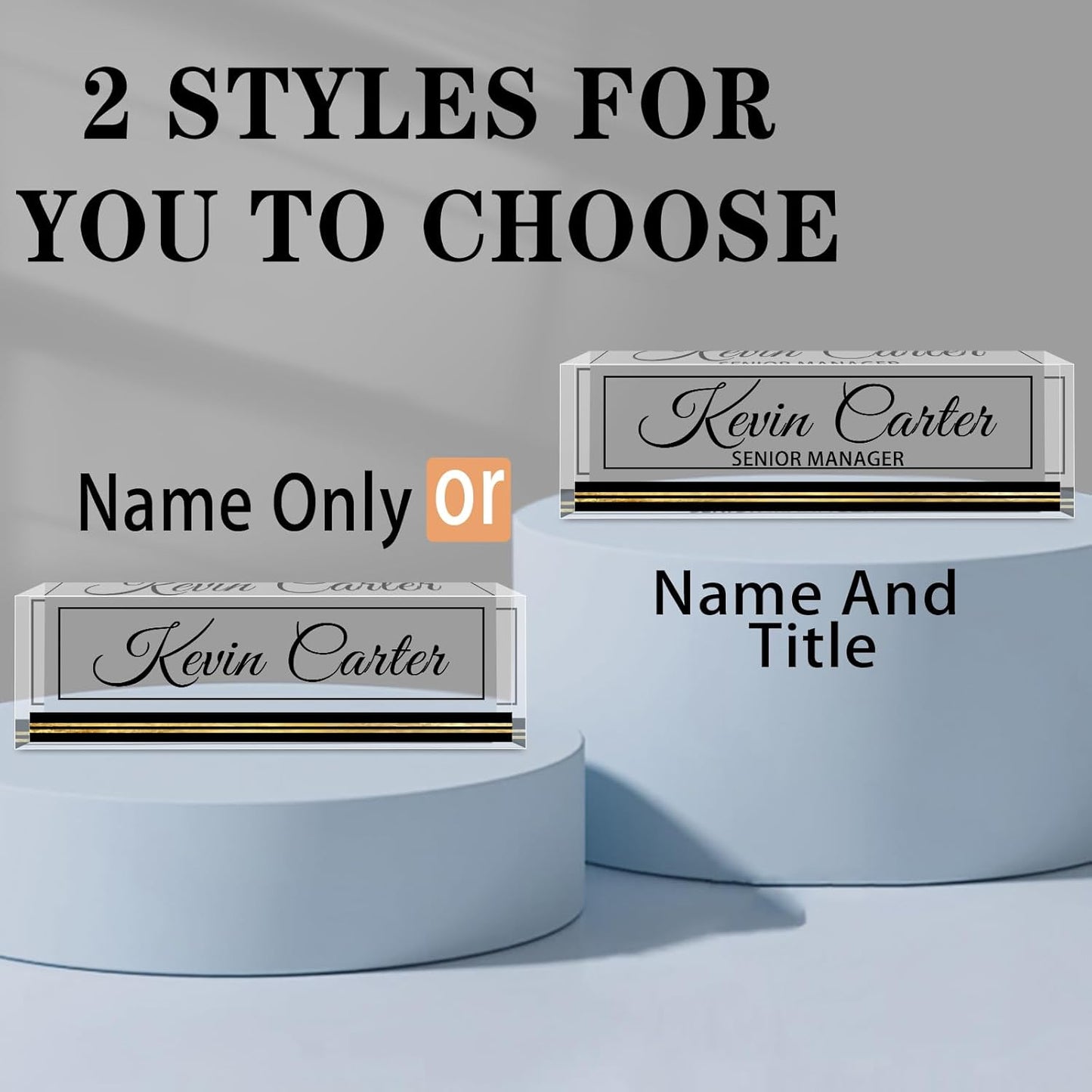 Name Plate for Desk Personalized, Acrylic Desk Decorations, Employee Appreciation Gifts, Custom Office Gifts for Coworkers, Boss, Teacher, Nurse (Business Black)