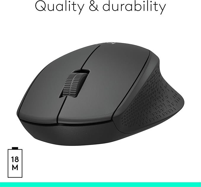 Logitech M330 SILENT Wireless Mouse, 2.4GHz with USB Receiver, Optical Tracking, Quiet & Lightweight, Long Battery Life, for PC, Mac, Laptop, Chromebook - Black