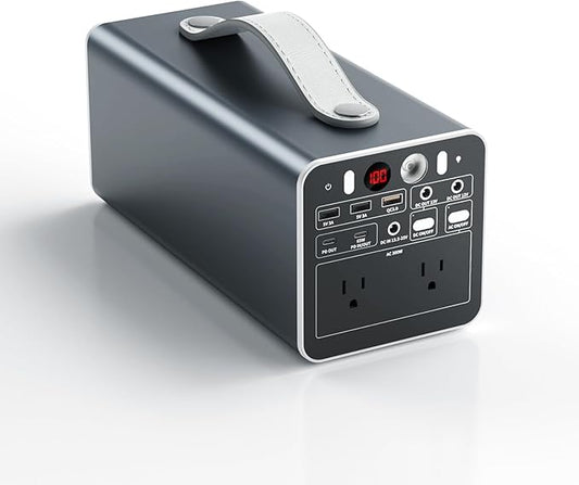300W Portable Power Station, 299.7Wh Power Bank with AC Outlet, Dual Way 65W PD/USB-C Port, Laptop Charger Battery Pack Power Supply, Solar Generator for Camping Home Emergency