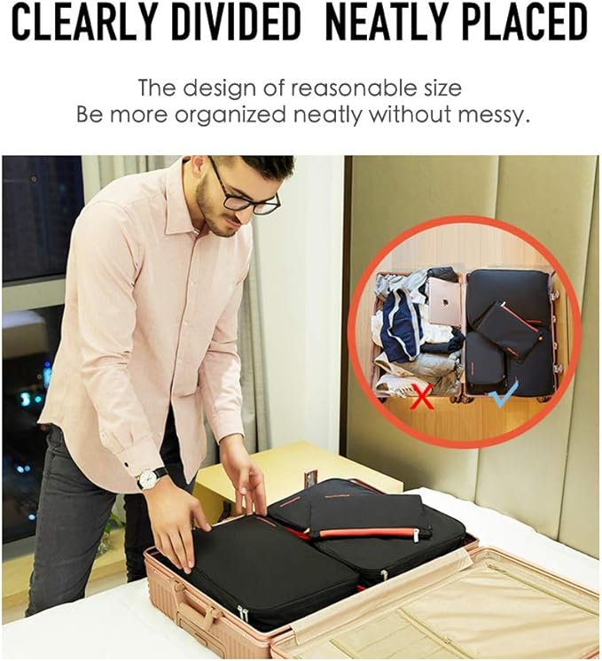 Bee Nesting Waterproof Compression Packing Cubes,Travel Packing organizers for Carry on Luggage,Backpacking, Suitcases