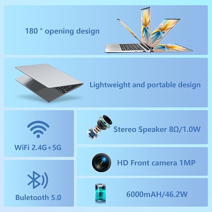 2025 Laptop with Ryzen 7430U Processor( 6C/12T,up to 4.3GHz) (Beat i7-1355U) , Laptop Computer Win 11 Pro, Traditional Laptops 16GB DDR4 512GB SSD 15.6"Full HD IPS Display 1MP Camera Type-C BT 5.0