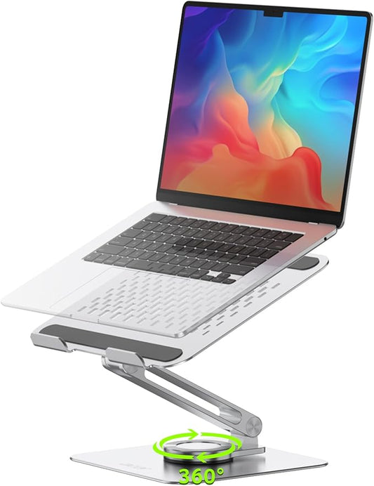 acer Laptop Stand for Desk - with 360 Swivel Base, Rotating Laptop Riser for Desk, Adjustable Computer Stand for Laptops, Ergonomic Riser Holder Foldable, Portable MacBook Pro Air (10-16") - Silver
