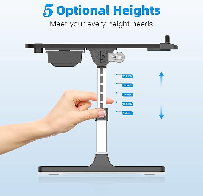 Laptop Bed Tray Table [Luxury PVC Leather], Adjustable Laptop Desk for Bed, Foldable Lap Desk for Laptop with 2 Drawers, Multifunctional Table for Working, Eating, Writing, Gaming, Drawing