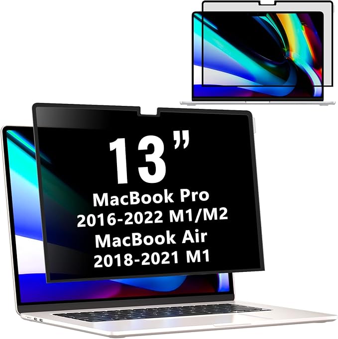 ZOEGAA MacBook Air 13 inch Privacy Screen (2018~2021,M1), Removable Privacy Screen MacBook Pro 13 inch(2016~2023), Reusable Laptop Privacy Screen and Anti-Spy Anti-Blue Light Anti-Glare Protector