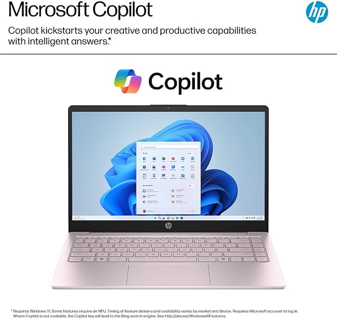 HP 14 Ultrabook • Intel 4-Core N150 • Microsoft 365 • Copilot AI • 16GB RAM • 1.6TB Storage (128GB SSD + 512GB Portable + 1TB OneDrive) • Wi-fi • 12 Hr Battery • Pink • w/WOWPC Bundle • Win 11
