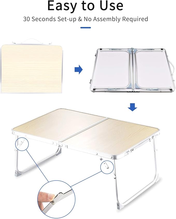 Foldable Laptop Table for Bed, SUVANE Lap Desk, Bed Desk, Breakfast Serving Bed Tray, Portable Mini Picnic Table Storage Space Laptop Desk Reading Holder(Pine)