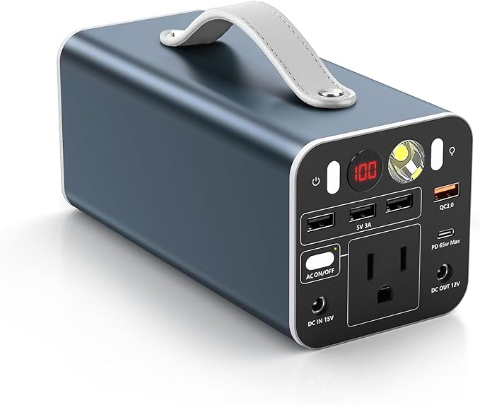 150W Portable Power Station, 42000mAh/155Wh Power Bank with AC Outlet, Dual Way 65W PD/USB-C Port, Laptop Charger for Outdoor Camping Home Emergency Outage