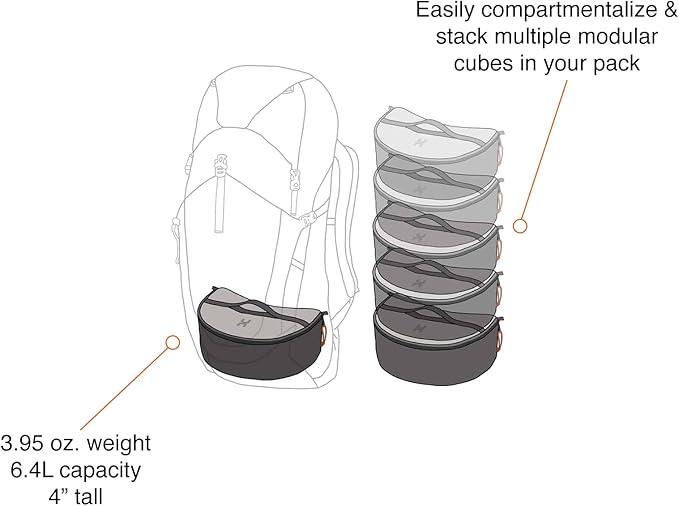 Hillsound PackStack Pro Storage Cubes, Waterproof Packing Cubes for Backpacking & Camping Space-Saving Modular Backpack Organizers