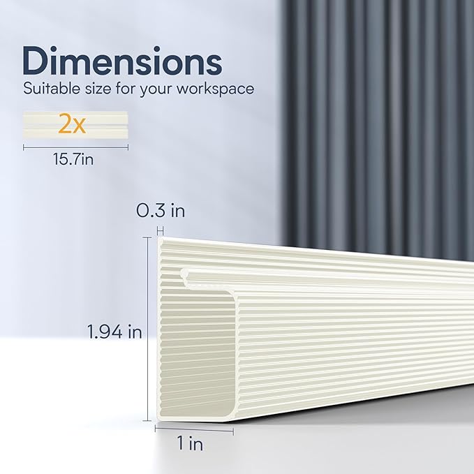 Delamu 2 Pack Under Desk Cable Management, Safe Tidy Cable Management Under Desks for Home Office, Cord Organizer for Desk, Wire Organizer Kit, Beige