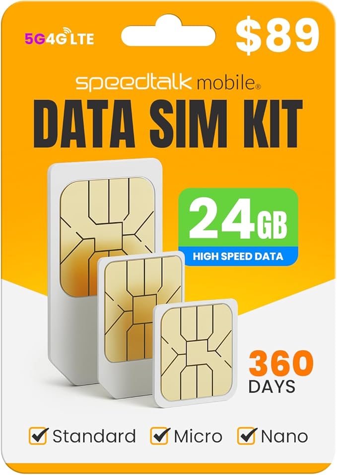 24GB - 360 Days High Speed Data SIM Card | Prepaid 5G 4G LTE for USA | Data Only Internet SIM for Mobile Hotspots, Internet Routers, Security Systems, GPS Trackers, Tablets, IoT & Remote Monitoring