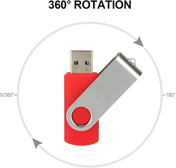 10Pcs 32GB USB Flash Drives, USB 2.0 Thumb Drive Bulk Pack Swivel Memory Stick 32 GB Fold Storage Jump Drive Pen Drive Zip Drive for Computer PC, 10 Pack Red