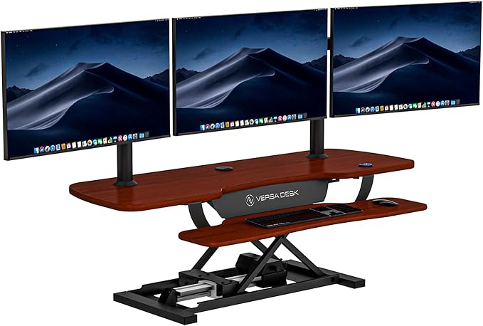 VERSADESK 48 Inch Electric Height Adjustable Ergonomic Desk Converter, PowerPro™ Height Standing Desk Riser, Keyboard Tray, Built-in USB Charging Port, Sit Stand Workstation, Hold 80 lbs, Cherry