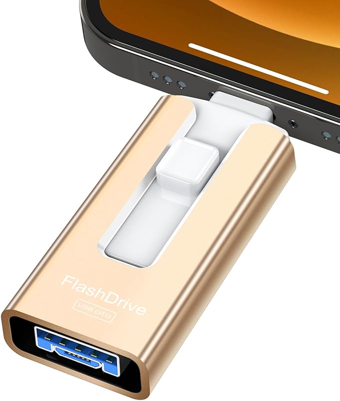 USB Flash Drive 512GB, Photo Stick Memory External Data Storage Thumb Drive Compatible for Phone, Pad, Android, PC and More Devices (Gold)