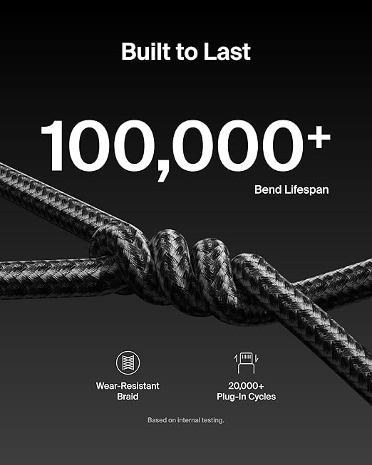 Belkin USB C to USB C Cable, 3.3ft, 240W - Type C Charger, iPhone Charger Cord, Soft, Braided, Flexible for iPhone 17, Galaxy S25, Pixel 10, MacBook, Chromebook, iPad Pro, Switch Steam Deck – Black