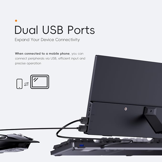 Portable Monitor, 11.6" HDMI USB-C IPS External Screen Small, Built-in Dual Speakers Gaming for Laptop PC, Plug & Play,Lightweight Small Monitor for On-The-Go Use,Black