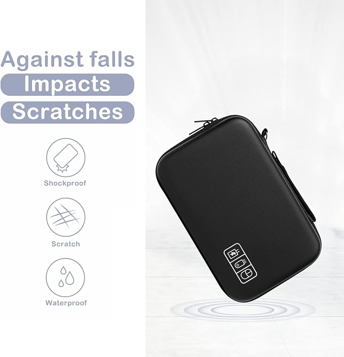 MOSISO Electronic Organizer Travel Case Compatible with MacBook Power Adapter, Compatible with Magic Mouse & Pencil, SD Card, USB Flash Disk with 4 Modular Insert & 2 Cable Tie & Snap Hook, Black