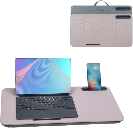 Portable Laptop Desk Fits Up to 16“ Laptops, with Tablet Slot, Built-in Cushion, Great for Home & Office,Lap Desk for Laptop,Lap Desk with Cushion (Grey Violet, Large)