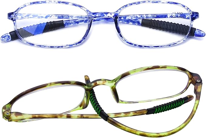 AQWANO Lightweight Computer Reading Glasses Blue Light Blocking TR90 Flexible UV400 Protection Readers for Women Men, 1.0