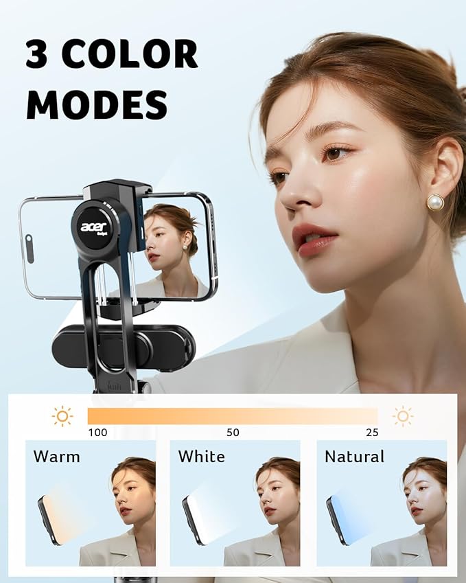 acer Gimbal Stabilizer 1-Axis for iPhone/Cell Phone/Smartphone/Android with Remote Control, Portable Phone Tripod Auto Balance Handheld Selfie Stick for Video Recording, Vlogging, Live Streaming