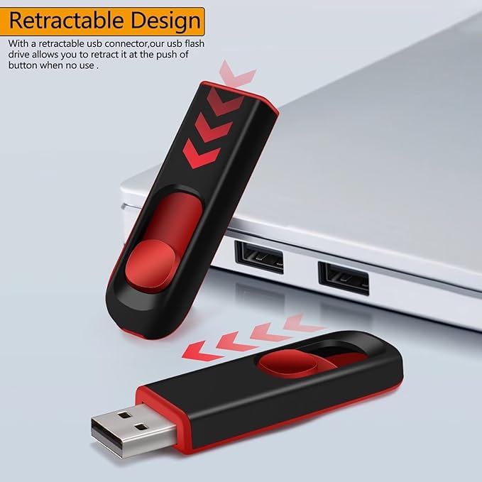 64GB USB Flash Drive, USB 2.0 Memory Stick Thumb Drive Pen Drives Jump Drive for Data Storage Black/Red