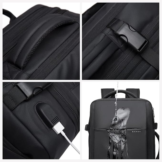 BANGE 35L Travel Backpacks,Weekender Expandable Carry-On Backpack for Airplanes, Waterproof 17.3 inch Laptop Backpack for Men and Women