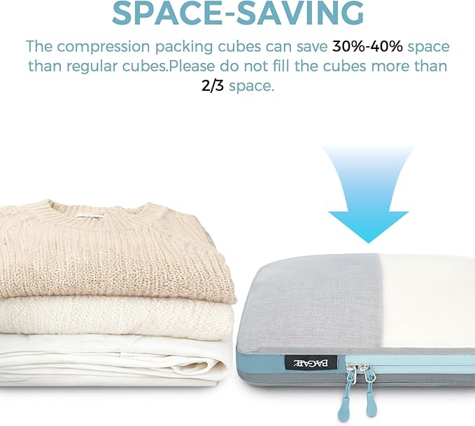 BAGAIL 6 Set Ultralight Compression Packing Cubes Packing Organizer for Travel Accessories Luggage Suitcase Backpack