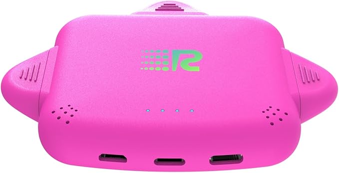 Rush Charge Universe 3 in 1 Portable Charger – 3300mah, 2.4A High-Speed Fast Charging Compatible with iPhone and Android Lightning, Type C, Micro-USB Charges 3 Devices at a Time Pre-Charged RC33 Pink