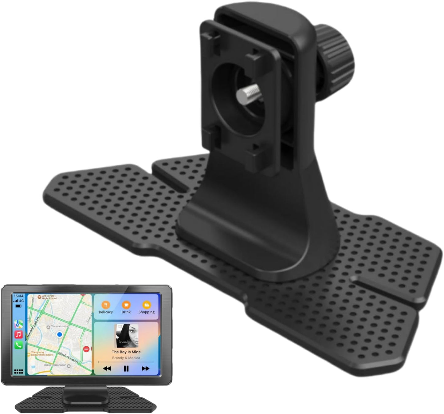 Replacement Carplay Mount for Portable Car Play Screen Holes Mount Holder Easy to Install Compatible 7"/9"/10.26 Carplay Screen Dashboard Adhensive Stand