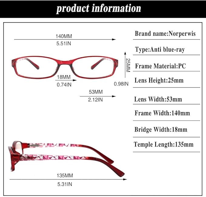NORPERWIS 6 Pack Ladies Reading Glasses for Women Blue Light Blocking Spring Hinge Fashion Eyeglasses Readers for Women (Mix Color-2, 2.75)