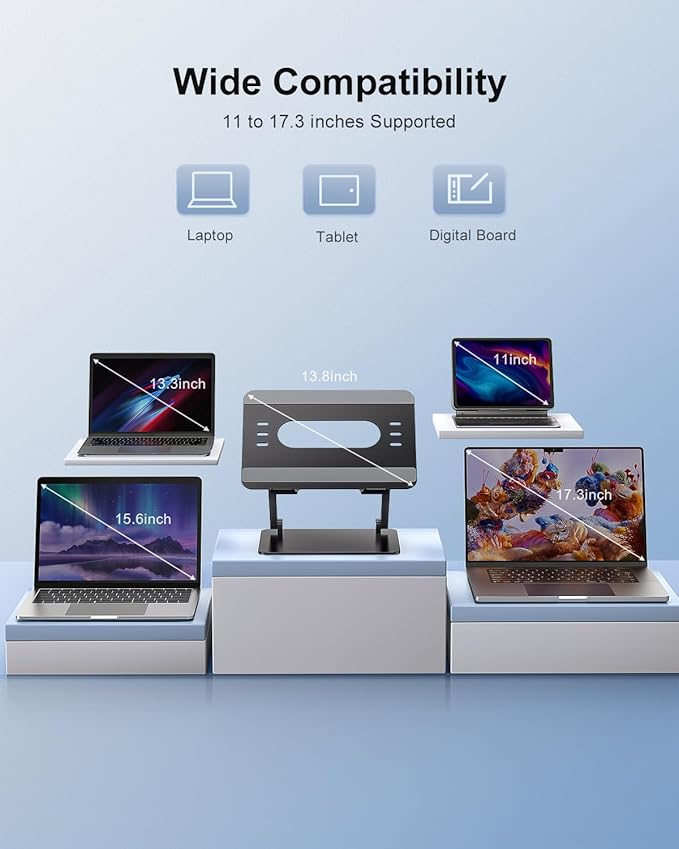 Adjustable Laptop Stand Ergonomic Computer Riser Aluminum Laptop Stand for Desk Portable Notebook Stand Laptop Riser Holder Compatible with 10-17.3’’ Laptops Tablets,Black