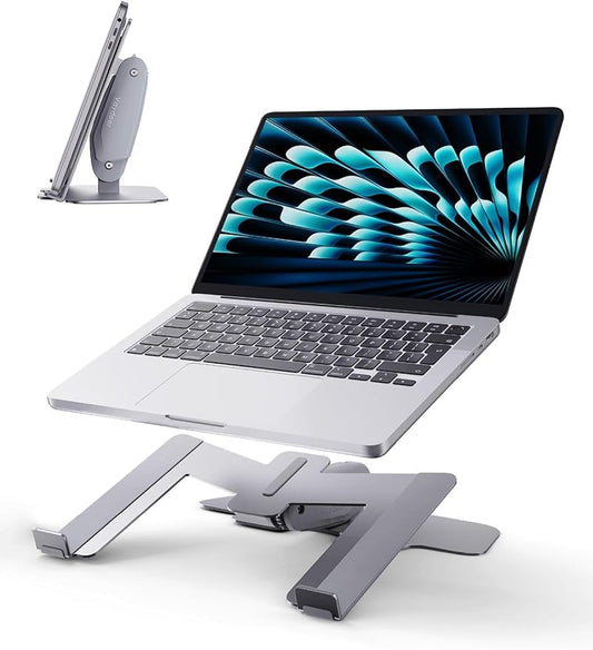 Vaydeer Laptop Stand for Desk, Metal Dual-Mode Design for Desk & Vertical Use, Adjustable Laptop Holder Space Saving Supports MacBook, Chromebook, Surface, Dell (Gunmetal)