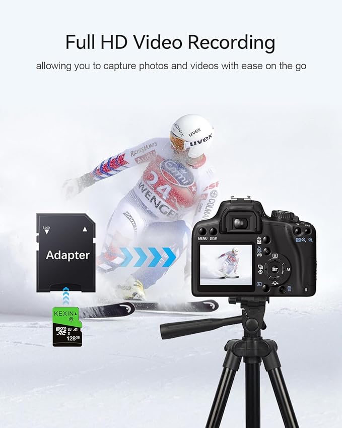 KEXIN 128GB Micro SD Card 3 Pack - Full HD High Speed microSDXC+ SD Adapter UHS-I C10 U1 TF Card for Tablet Action Camera Dash Cam Drone Game Console, 128 G 3 Pack