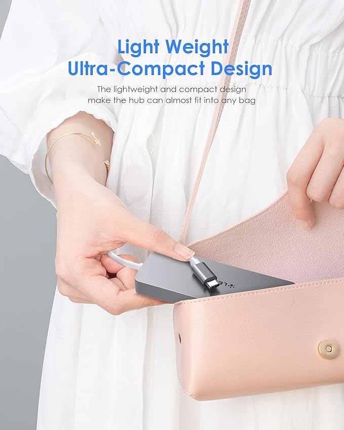 LENTION USB C Hub, 5-in-1 USBC Multiport Adapter with 3 x Powered USB 3.0 Ports 5Gbps, SD/TF Card Reader, for MacBook Pro/Air, iPad, Surface, iPhone 15 & More, Stable Driver 3.0, Space Gray (CB-C15)