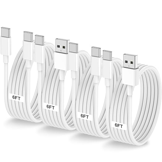 Car Carplay Cable for iPhone 17 16 15, 2-Pack 6FT 60W USB C to USB C Cable And 2-Pack 6FT USB A to USB C Cable for iPhone 17 16 15，for Galaxy S25 S24, for iPad Pro/Air, for MacBook Pro/Air and More