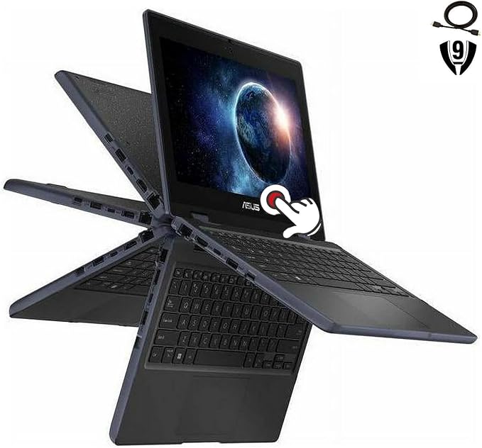 ASUS 11.6" HD Touchscreen 2 in 1 Educational Laptop, Intel Celeron N100 Processor, 4GB RAM 2TB SSD, Wi-Fi 6, Bluetooth 5.1, Spill Resistant, Anti Glare Coating, Windows 11 Pro, Mineral Gray