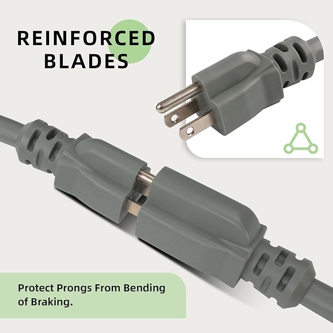 EP 40 Ft Outdoor Extension Cord, 12/3 SJTW Heavy Duty Extension Cable with 3 Prong Grounded Plug, 15 AMP Power Cord for Lawn, Garden, Appliances, Gray