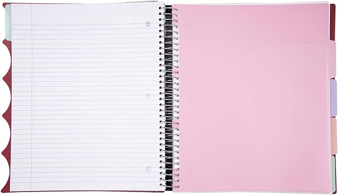 Mintra Office Durable PREMIUM Spiral Notebook (Chili Oil, 5 Subject (8.5in x 11in))