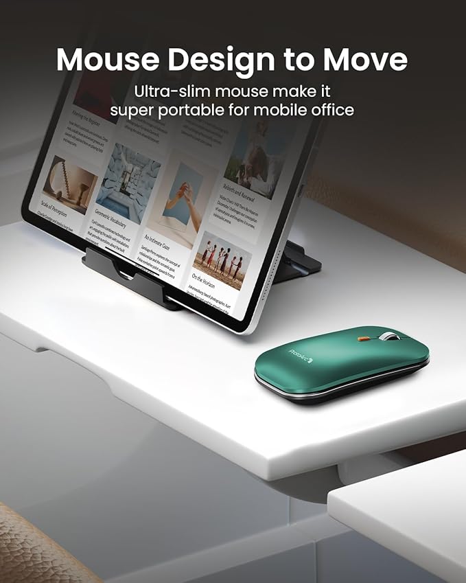 ProtoArc Foldable Keyboard and Mouse, XKM01 True Full-Size Folding Wireless Keyboard Mouse Combo for Business Travel, a Portable Office Suite On-The-Go, Compatible with Laptop iPad Tablet - Green