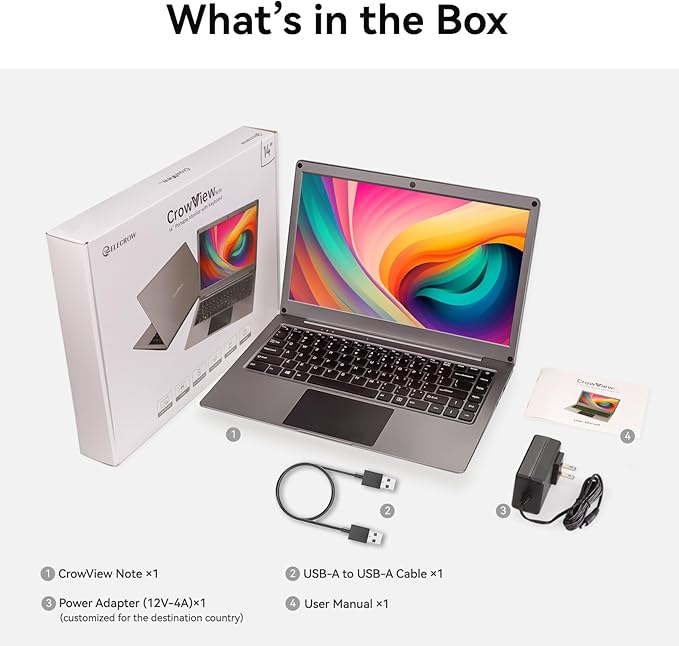 ELECROW Portable Monitor with Keyboard, 14 Inch Lapdock Display with Built-in Battery, 1080P FHD IPS USB C External Computer Monitors Compatible with Raspberry Pi, PC, Phone, Mac, Game Console