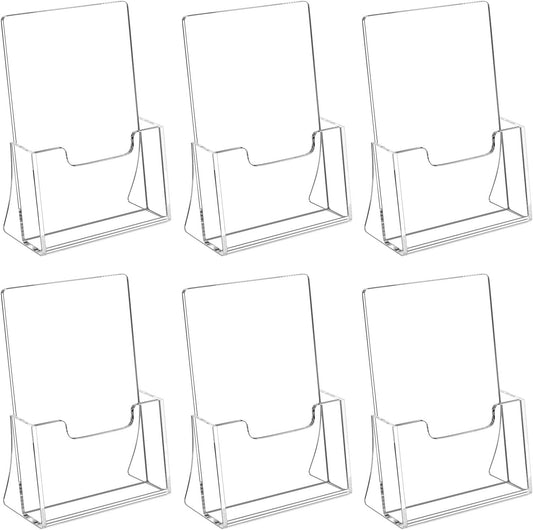 HIIMIEI Brochure Holder 8.5 x 5.5 inches, Acrylic Flyer Holder with 6 Pack, Plastic Stands for Displaying Magazines, Pamphlets, Literature, Brochures, Booklets, Menu