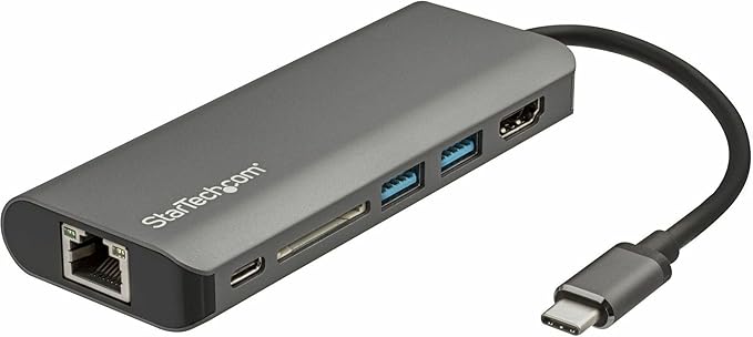 StarTech.com USB C Multiport Adapter - USB-C Travel Dock to 4K HDMI, 3x USB 3.0 Hub, SD/SDHC, GbE, 60W PD 3.0 Pass-Through - Portable USB-C Mini Docking Station USB Type-C/Thunderbolt 3 (DKT30CSDHPD3)
