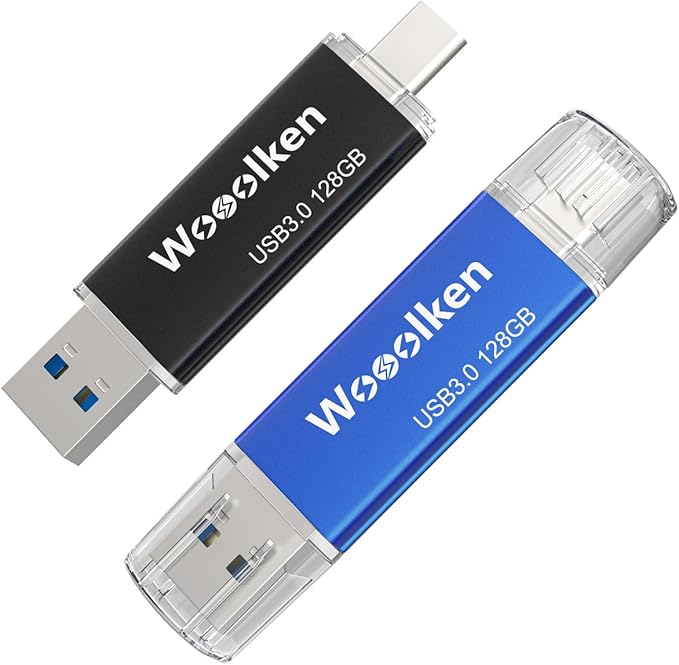 USB C Flash Drive 32GB 2 Pack, Wooolken USB 3.0 Dual Drive Type-C Thumb Drive OTG Memory Stick Compatible with iPhone 16/15, Android Smartphone/Tablets/Computers