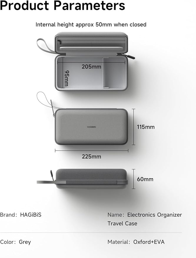 Hagibis Electronics Organizer Travel Case Cable Organizer Bag Pouch Portable Waterproof Carry Case for Cable, Charger,Power Bank, SD Card, Mouse, USB Flash Disk (DPB02 Grey)