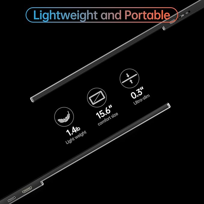 True 4K Portable Monitor - 15.6inch UHD 3840×2160 100% sRGB USB-C HDMI External Second Monitor Portable IPS Screen Computer Display with Speakers for Laptop MacBook Switch PS5/4 Xbox