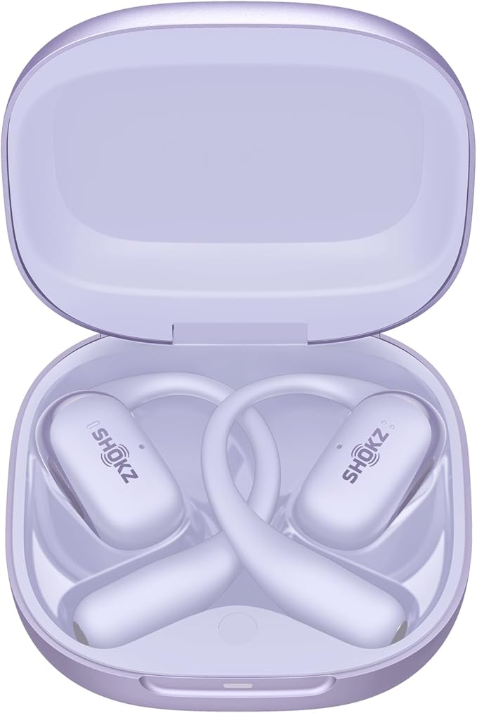 SHOKZ New OpenFit 2+ Open-Ear Headphones,Dolby Audio Enabled,Comfortable Earbuds with Soft Ear Hooks,48H Playtime,IP55 Water-Resistant,USB-C Fast Charging,Wireless Charging - Amazon Exclusive Purple