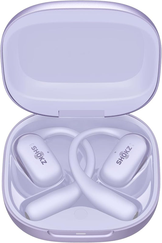 SHOKZ New OpenFit 2+ Open-Ear Headphones,Dolby Audio Enabled,Comfortable Earbuds with Soft Ear Hooks,48H Playtime,IP55 Water-Resistant,USB-C Fast Charging,Wireless Charging - Amazon Exclusive Purple