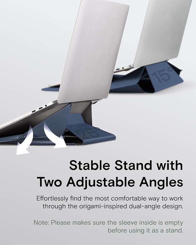 MOFT Laptop Carry Sleeve, 2-in-1 Laptop Bag & Stand for 16" MacBook Air/Pro & Dell/HP/Lenovo/Asus, Stylish Slim Computer Sleeve Bag with Expandable Storage for Computer Accessories, Deep Blue