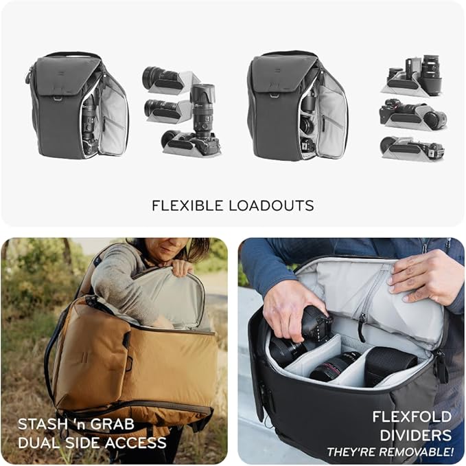 Peak Design Everyday Backpack V3 20L, Eclipse, MagLatch Top, Dual Side Access, FlexFold Dividers, Fits 15" Laptop, For Camera Carry, Daily Commutes or Travel, Versatile Backpack for Men and Women