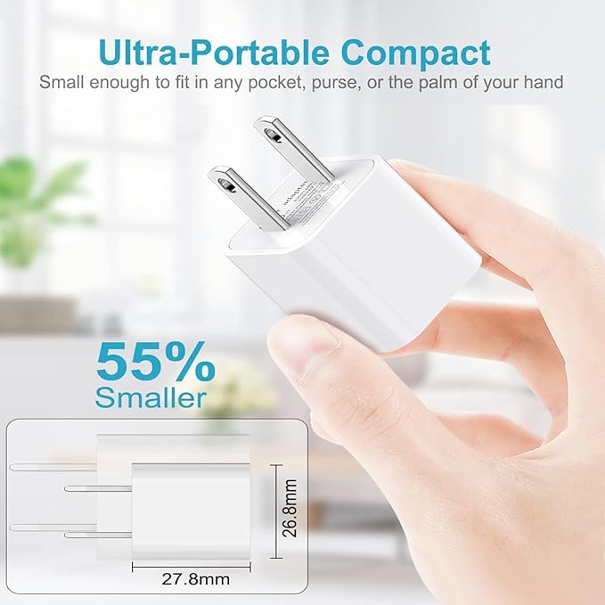 iPhone Charger, 3Pack [MFi Certified] Lightning Cable Quick Fast Charging Cords and 3Pack USB Wall Charger Travel Plug Block Adapter Compatible with iPhone 14/13/12/11 Pro Max/Xs/XR/X/8 Plus and More